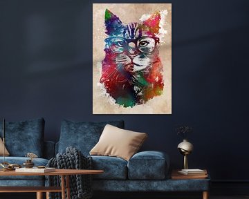 Cat hipster graphic art #cat by JBJart Justyna Jaszke