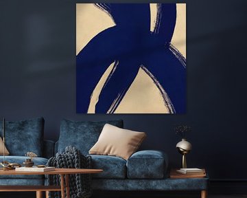 Moderne abstracte vormen en lijnen in marineblauw van Studio Allee