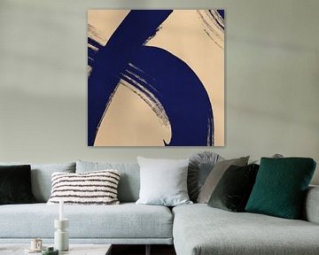 Moderne abstracte vormen en lijnen in marineblauw van Studio Allee