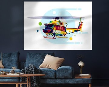 Bell 412 Helicopter in Pop Art van Lintang Wicaksono