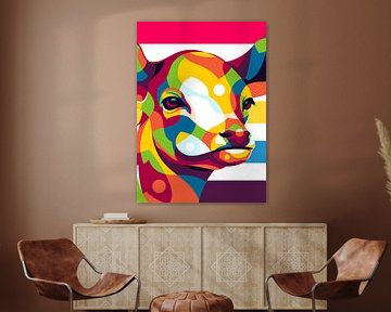 Portrait d'un petit cerf dans un style pop art sur Lintang Wicaksono