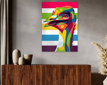 Portrait d'un oiseau émeu dans un style pop art sur Lintang Wicaksono
