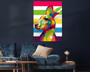 Kangoeroe in Pop Art stijl van Lintang Wicaksono