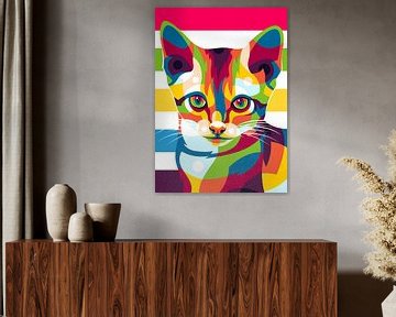Kleine kat in Pop Art stijl van Lintang Wicaksono