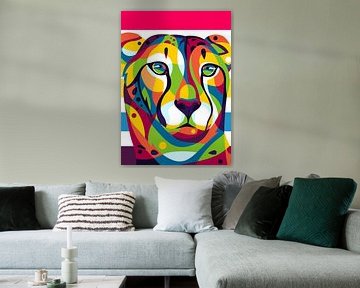 Cheetah portret in Pop Art stijl van Lintang Wicaksono