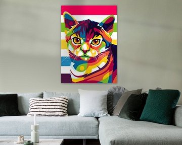 Kattenportret in Pop Art stijl van Lintang Wicaksono