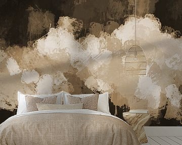 Modern abstract expressionistisch schilderij in aardetinten. van Dina Dankers