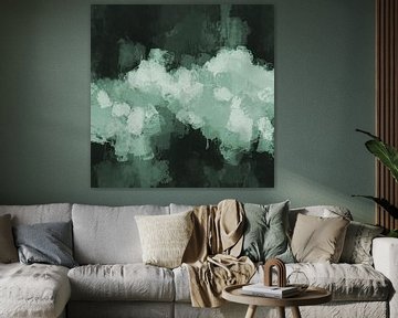 Modern abstract expressionist painting in green colors. by Dina Dankers