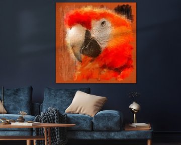 Portret van een mooie papagaai (kunst, schilderij)