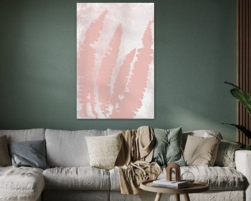 Pink ferns   in retro style. Modern botanical  art in pastel pink and white. by Dina Dankers