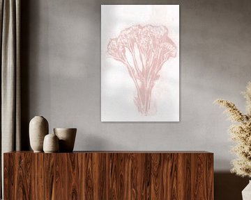 Rosa Blume im Retro-Stil. Moderne botanische Kunst in Pastellrosa und Weiß. von Dina Dankers