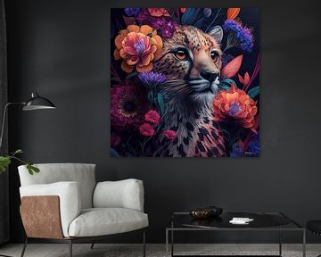 roofdier met bloemen van Gelissen Artworks