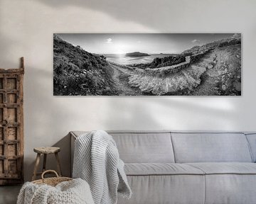 Paysage au bord de la lagune de Balos en Crète en noir et blanc. sur Manfred Voss, Schwarz-weiss Fotografie