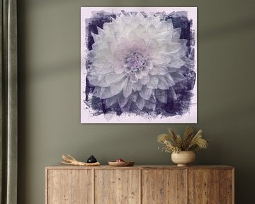 Witte dahlia, acryl schilderij