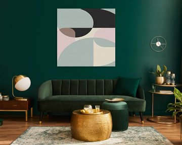 Retro architecture. Abstract graphic geometric art in pastel colors I by Dina Dankers