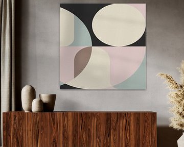 Retro architecture. Abstract graphic geometric art in pastel colors V by Dina Dankers