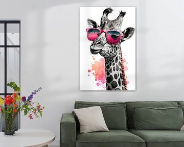 Giraffe met roze touch van Felix Brönnimann