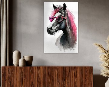 Paard in het roze van Poster Art Shop