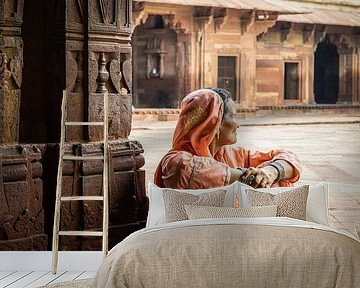 Indian woman in temple compound by Saskia Schepers