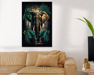 Olifant in de jungle van Poster Art Shop