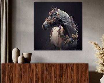 horse with flowers by Gelissen Artworks