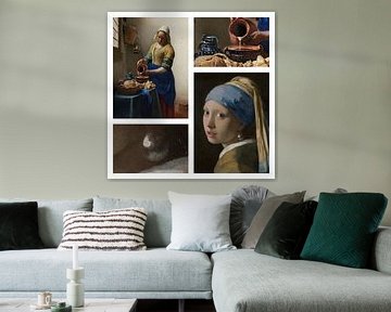 Het Melkmeisje en Meisje met de parel - collage van Digital Art Studio