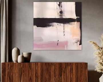 Modern abstract in roze en zwart van Studio Allee