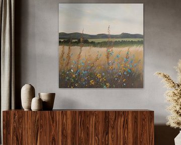 Wildblumen auf einem Feld (Ölfarbe) von Henk van Holten