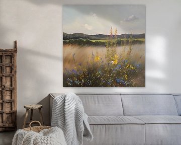 Fleurs sauvages dans un champ (peinture à l'huile) sur Henk van Holten