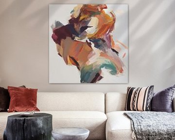 Kleurrijk en abstract expressief schilderij van Carla Van Iersel