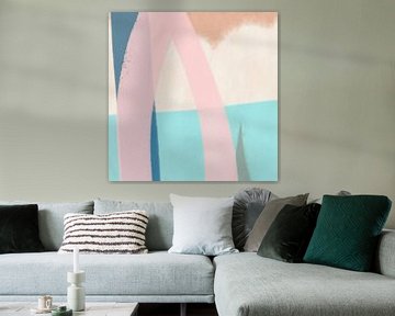 Modern shapes and lines abstract art  in pastel colors no 3_2 by Dina Dankers
