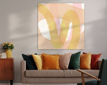 Moderne vormen en lijnen abstracte kunst in pastelkleuren nr 7_1 van Dina Dankers