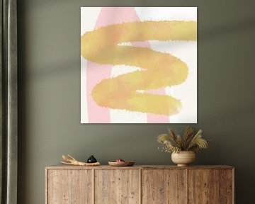 Moderne vormen en lijnen abstracte kunst in pastelkleuren nr. 10_1 van Dina Dankers