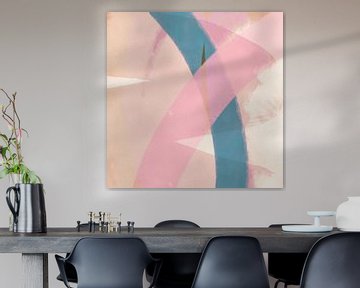 Moderne vormen en lijnen abstracte kunst in pastelkleuren nr. 5 van Dina Dankers