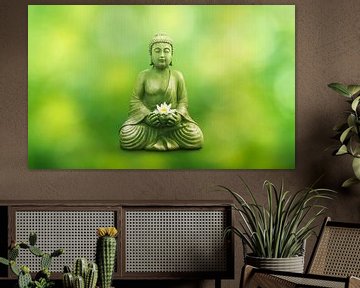 buddha in spring with lotus blossom by Dörte Bannasch