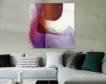 Modern abstract in paars en bruin van Studio Allee
