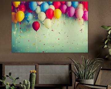 Kleurrijke Confetti met Ballonnen Kunstillustratie