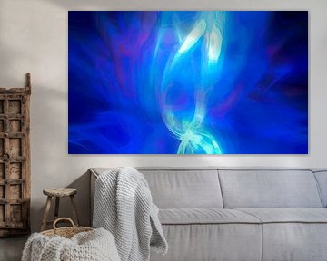 Lichtgevende Lotus Zen Abstractie Marine Blauw van Mad Dog Art