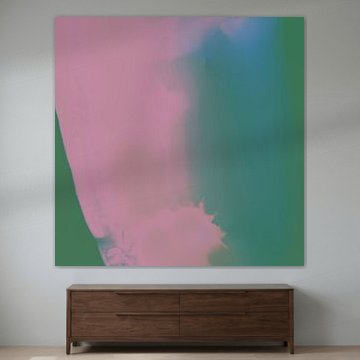 Abstrait contemporain en rose et vert