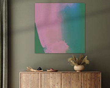 Contemporary abstract in roze en groen van Studio Allee