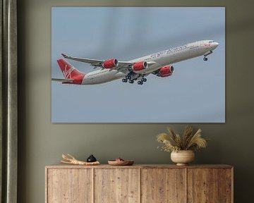 Décollage de l'Airbus A340-600 de Virgin Atlantic Airways. sur Jaap van den Berg