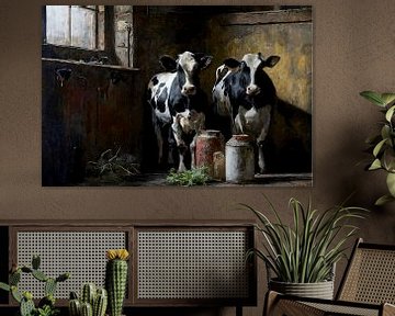 Koeien in een oude stal van Jan Bechtum