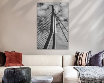 Erasmusbridge black and white Rotterdam van Janice Hijdra
