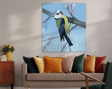 Blue tit digital drawing by Bianca Wisseloo