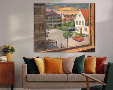View of a street in De Panne (Belgium) - Oil on canvas. by Galerie Ringoot