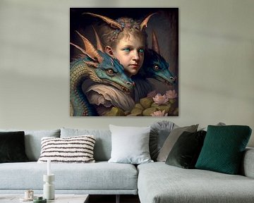 Portret van een Prins met zijn draakjes van Gisela - Art for you
