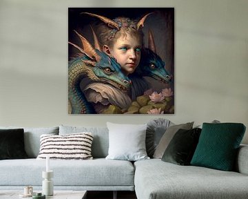 Porträt eines Prinzen mit seinen Drachen von Gisela- Art for You