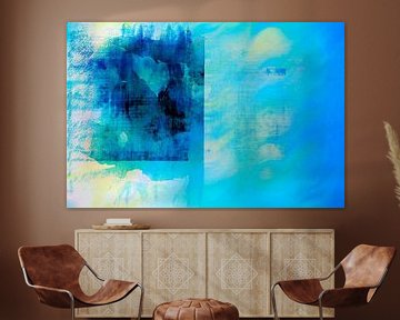 Na de storm - Abstracte zee in blauw van Mad Dog Art