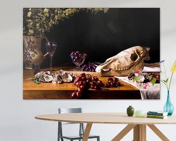 Still life with oysters and grapes by Anne-Marie Verlooy