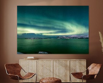 Aurores boréales dans le ciel nocturne du nord de la Norvège sur Sjoerd van der Wal Photographie